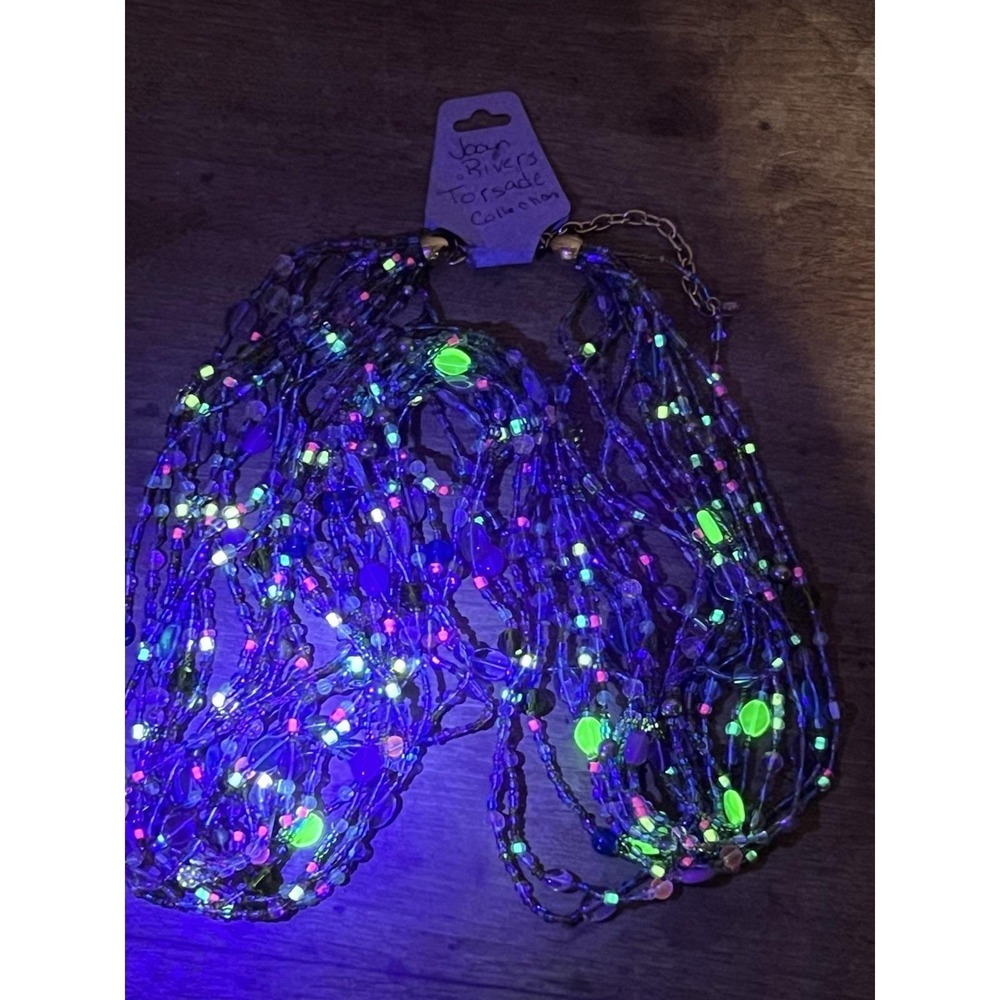 Vtg Y2k Joan Rivers Torsade Collection Seed Bead Necklace Mixed Media Glows